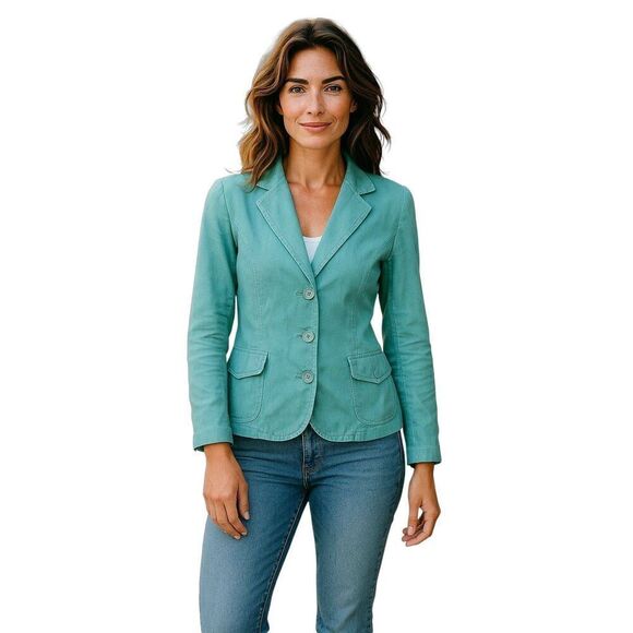 Vintage Retro 80s Style Liz Claiborne Blue Corduroy Coat Jacket 16P - Picture 1 of 11